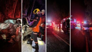 Acidente entre picape e caminhonete batem de frente deixa uma morte em Irupi Crédito: Corpo de Bombeiros