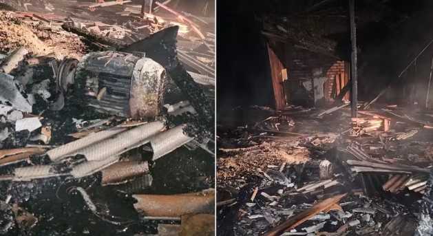 Incêndio atinge fábrica de móveis em Piedade de Caratinga — Foto: Corpo de Bombeiros