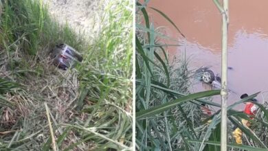 Carro com família cai em rio após batida na BR-116 e mata pai e dois filhos em Inhapim — Foto: Reprodução