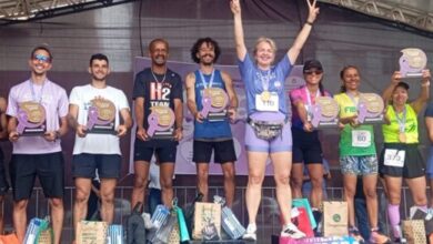 Pódio do evento "Corra por elas" contou com os cinco melhores tempos das prova de 5 km nas categorias masculino e feminino (Crédito: Divulgação / TJMG)